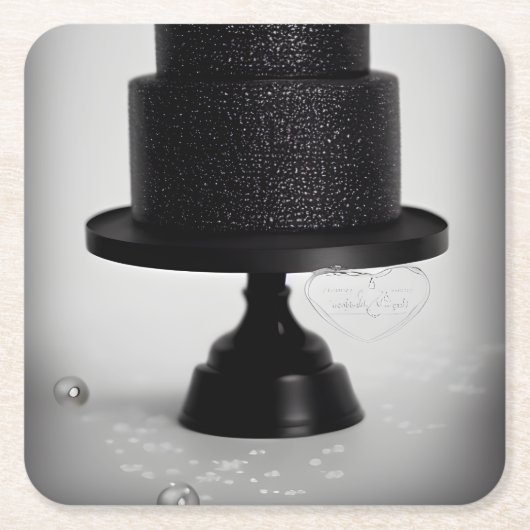 Black Vintage Wedding Cake & Stand Rechteckiger Pappuntersetzer (Vorderseite)