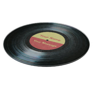 Black Vinyl Music Glass Cutting Board Schneidebrett