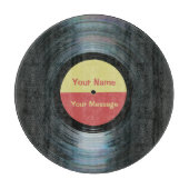 Black Vinyl Music Glass Cutting Board Schneidebrett (Vorderseite)