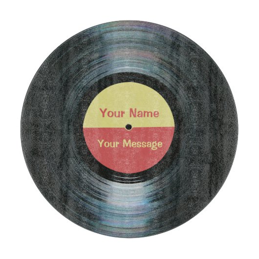 Black Vinyl Music Glass Cutting Board Schneidebrett (Vorderseite)