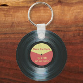 Black Vinyl Music Wedding speichern das Datum Keyr Schlüsselanhänger (Vorderseite)
