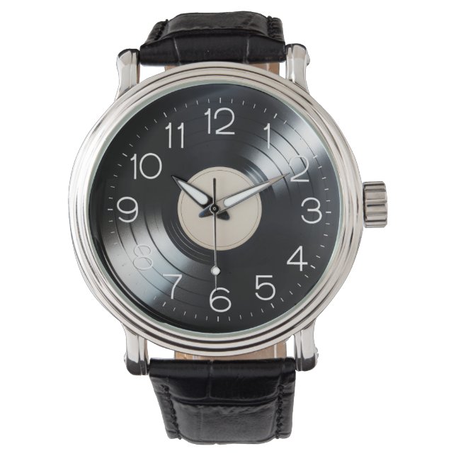 Black Vinyl Record Album Armbanduhr (Vorderseite)