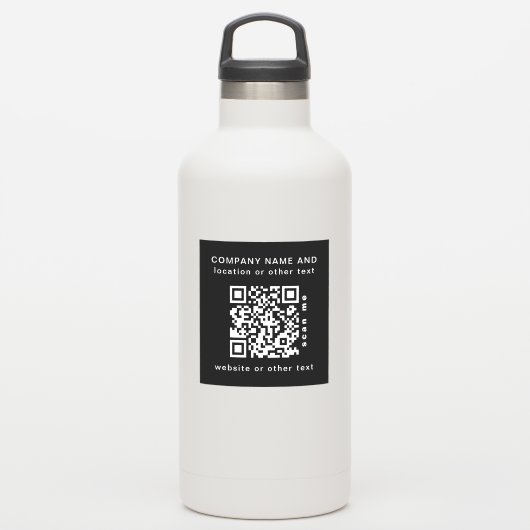 Black Vinyl Square Business QR Code Water Bottle S Aufkleber (Wassserflasche)