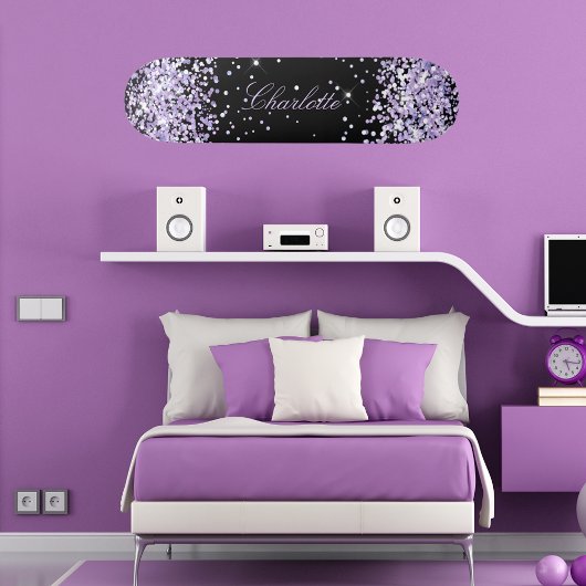 Black violet lavender dust name elegant skateboard