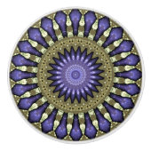 Black Violet Lila Imitat Gold Mandala Muster Keramikknauf (Vorderseite)