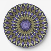 Black Violet Lila Imitat Gold Mandala Muster Pappteller (Vorderseite)