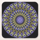 Black Violet Lila Imitat Gold Mandala Muster Rechteckiger Pappuntersetzer (Vorderseite)