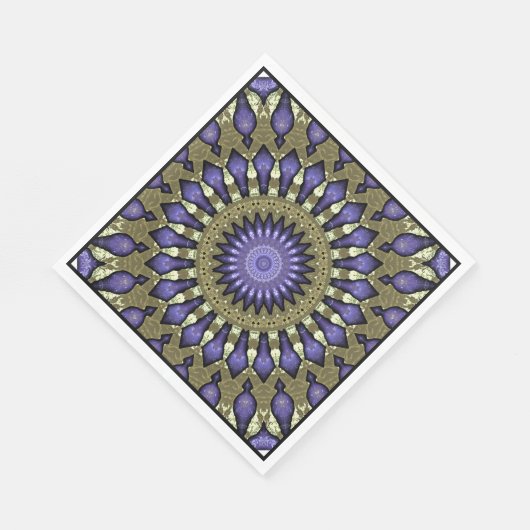 Black Violet Lila Imitat Gold Mandala Muster Serviette (Ecke)