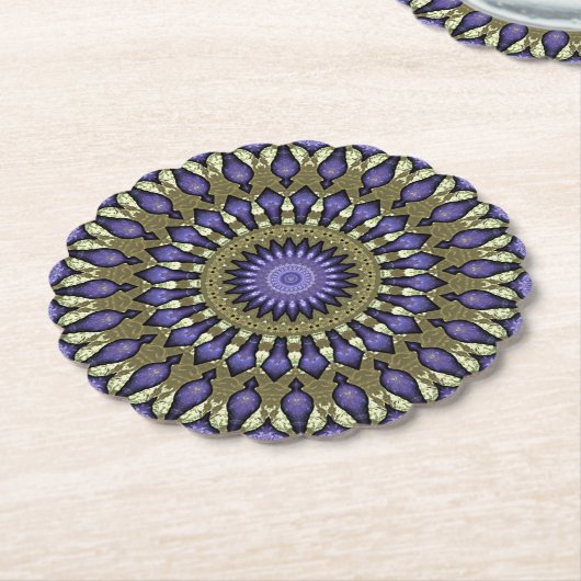 Black Violet Lila Imitat Gold Mandala Muster Untersetzer (angewinkelt)