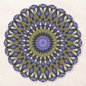 Black Violet Lila Imitat Gold Mandala Muster Untersetzer (Vorderseite)