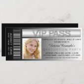Black VIP Pass Admission Ticket Graduation Party Einladung (Vorne/Hinten)