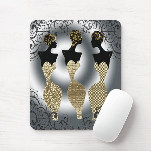 Black Vogue in Gold Mousepad (Mit Mouse)
