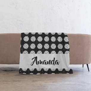 Black Volleyball Holzfußboden Gemustert Fleecedecke