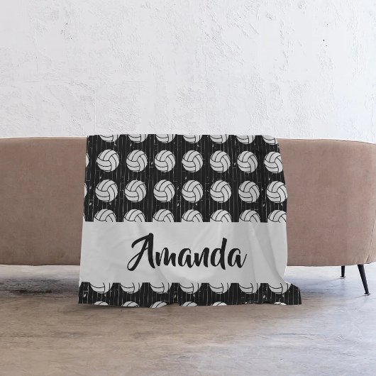 Black Volleyball Holzfußboden Gemustert Fleecedecke