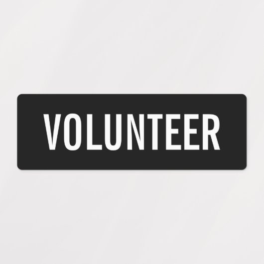 Black Volunteer Abzeichen Labels Etiketten (Design 1)