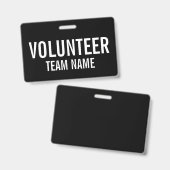 Black Volunteer Abzeichen mit benutzerdefinierten  Ausweis (Vorder- & Rückseite)