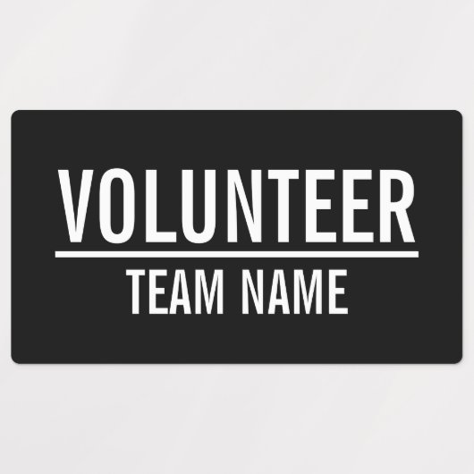 Black Volunteer Abzeichen mit benutzerdefinierten Etiketten (Design 1)