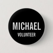 Black Volunteer Abzeichen mit Individuelle Name Button (Vorderseite)