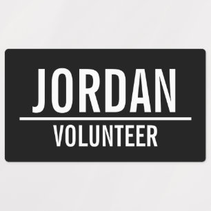 Black Volunteer Abzeichen mit Individuelle Name La Etiketten