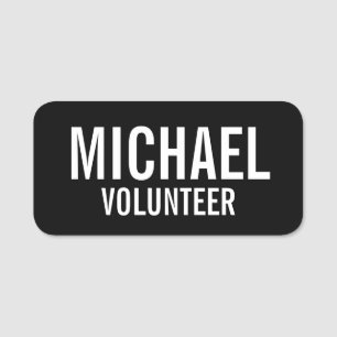 Black Volunteer Abzeichen mit Individuelle Name Namensschild