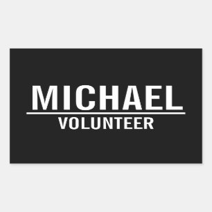 Black Volunteer Abzeichen mit Individuelle Name Rechteckiger Aufkleber