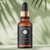 Black w curly text and logo dropper bottle label  adressaufkleber