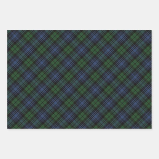 Black Watch Ancient Scottish Tartan Geschenkpapier Set (Vorderseite)