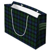 Black Watch Ancient Scottish Tartan Große Geschenktüte (Rückseite Schrägansicht)