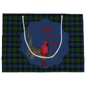 Black Watch Ancient Scottish Tartan  Kardinal Große Geschenktüte (Rückseite)
