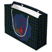 Black Watch Ancient Scottish Tartan  Kardinal Große Geschenktüte (Rückseite Schrägansicht)
