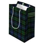 Black Watch Ancient Scottish Tartan Mittlere Geschenktüte (Rückseite Schrägansicht)
