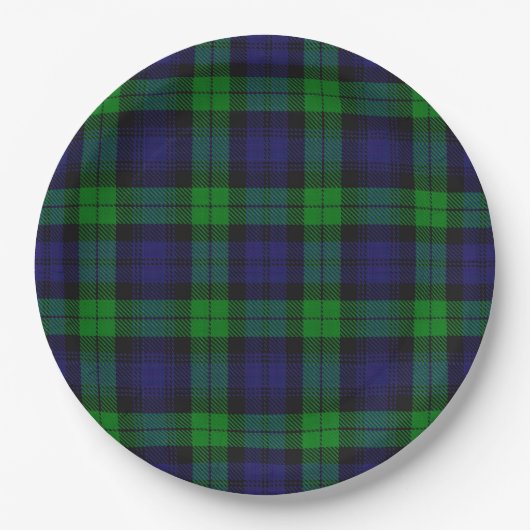 Black Watch Campbell Tartan Pappteller (Vorderseite)