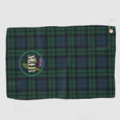Black Watch Kariert Tartan Scottish Thistle Monogr Golfhandtuch (Horizontal)