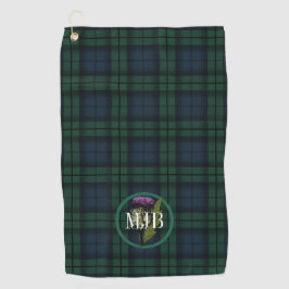 Black Watch Kariert Tartan Scottish Thistle Monogr Golfhandtuch