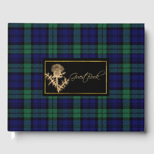 Black Watch Kariert und Thistle Wedding Guest Book Gästebuch (Vorderseite)