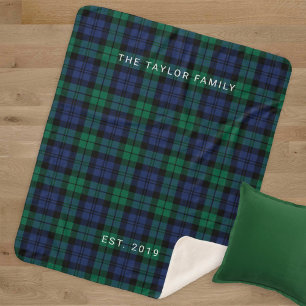 Black Watch Karo Familienname Monogramm Sherpadecke