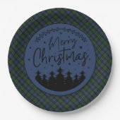 Black Watch Scottish Clan Tartan Merry Christmas Pappteller (Vorderseite)