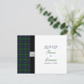 Black Watch Tartan Celtic Response Card RSVP Karte (Stehend Vorderseite)