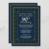 Black Watch Tartan Einladung zum 90. Geburtstag (Vorne/Hinten)