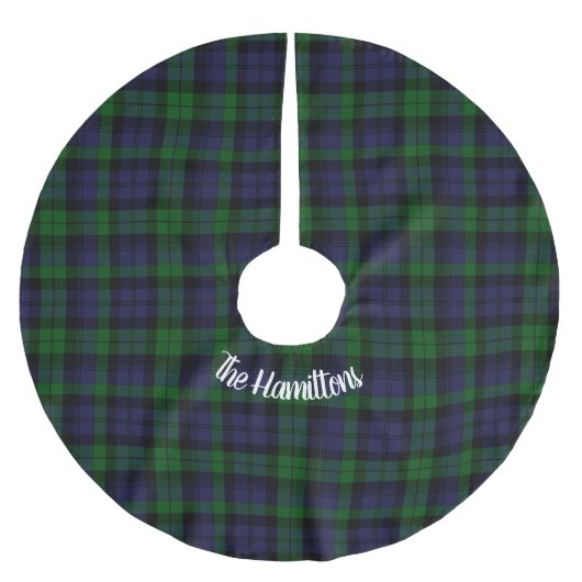 Black Watch Tartan Karierte Weihnachten individuel Polyester Weihnachtsbaumdecke (Vorderseite)
