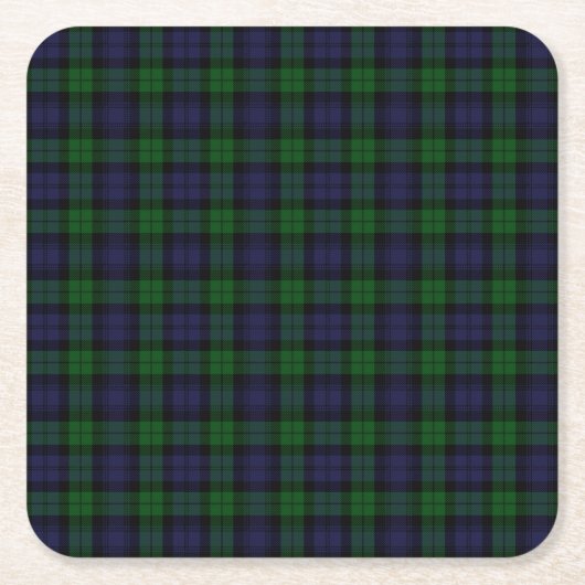 Black Watch Tartan Kariertes schottisches Karierte Rechteckiger Pappuntersetzer (Vorderseite)