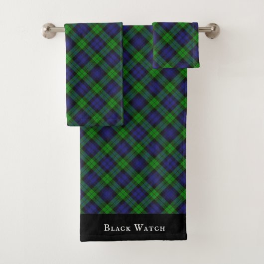 Black Watch Tartan Kariertes schottisches Muster Badhandtuch Set (Insitu)