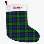 Black Watch Tartan Kariertes schottisches Muster Großer Weihnachtsstrumpf (Vorderseite)