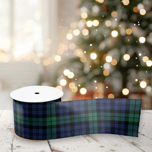 Black Watch Tartan Karo Grün Navy Weihnachten Satinband