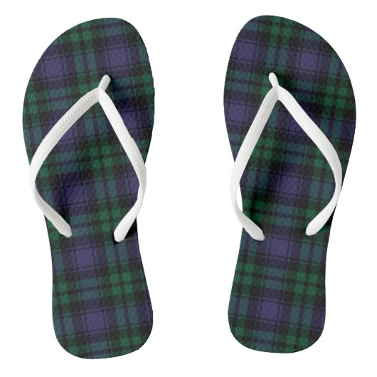 Black Watch Tartan, Plaid Badesandalen (Fußbett)