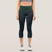 Black Watch Tartan, Plaid Capri Leggings (Vorderseite)