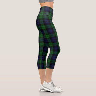 Black Watch Tartan Plaid Capri Leggings