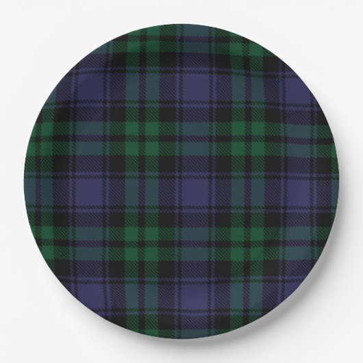 Black Watch Tartan, Plaid Pappteller (Vorderseite)
