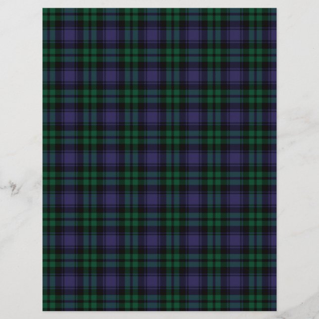 Black Watch Tartan, Plaid Scrapbook Paper (Vorderseite)
