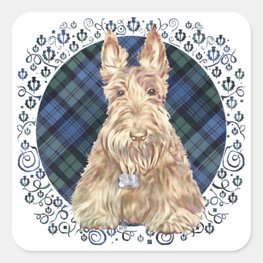 Black Watch Tartan Quadratischer Aufkleber (Vorderseite)
